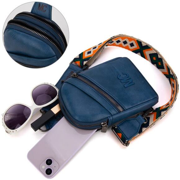 Milan Chiva Montana West Sling Crossbody Bag NEW bluejean color - Picture 3 of 5